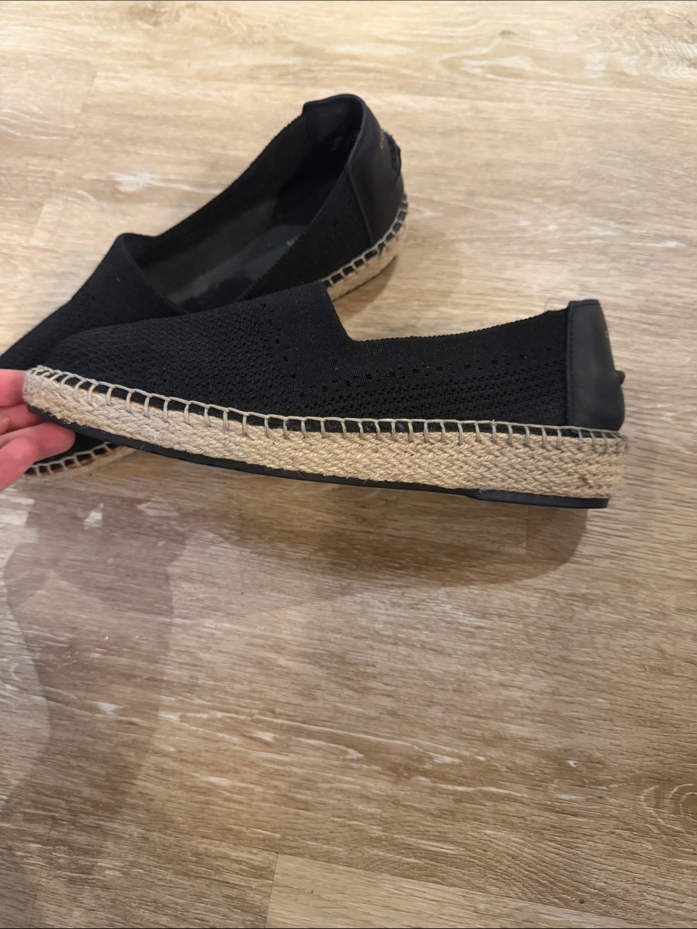 Cole Haan Black Knit Espadrille Slip-On Flats